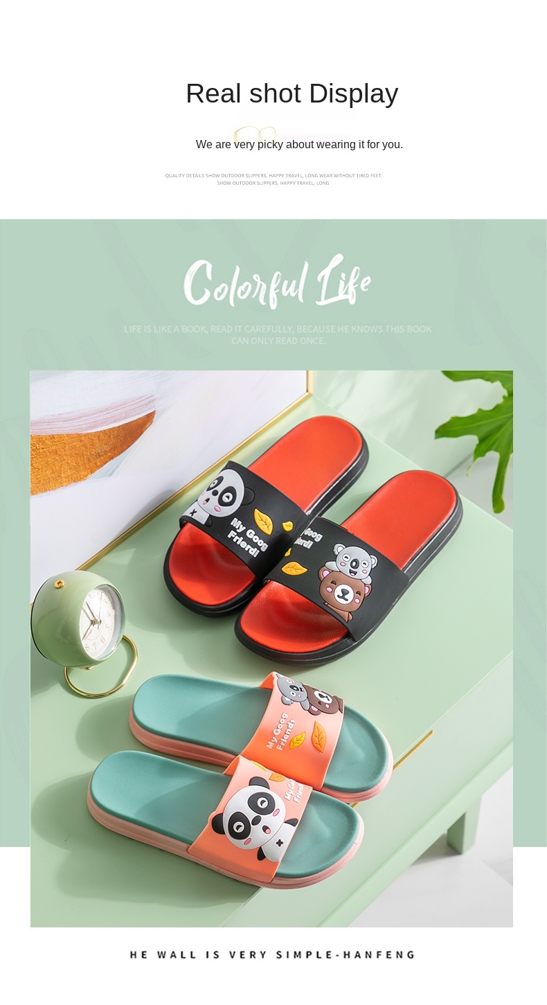 Cool Slippers Couple Male Outside Wear a Pair of Thick Soles Slippers Ins Antiskid Household Household Cute Summer Indoor Female