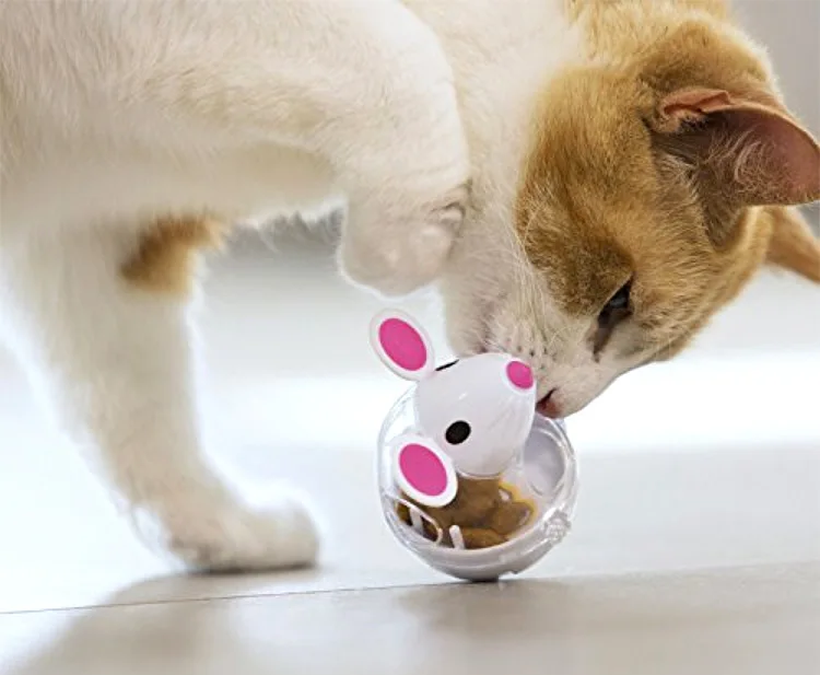 Food Leakage Tumbler Feeder Treat Ball Cute Little Mouse Toys Interactive Toy for Cat Food Slow Feeding Pet Toy Supplies