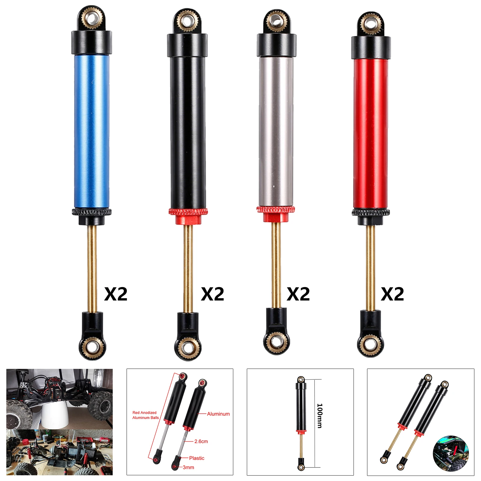 1Pairs Shock Absorber Damper Spare Parts for Axial SCX10 90046 -4 RC Car Repalcement Parts Upgrade Parts Accessories