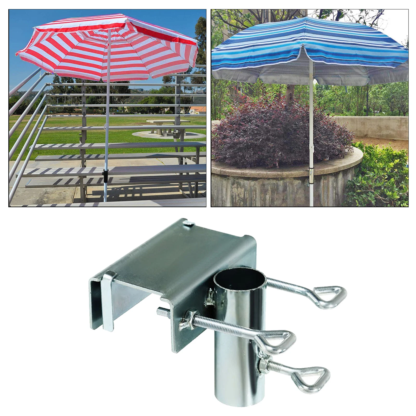 Heavy Duty Patio Umbrella Clamp Bench Deck Umbrella Stand Holder Clip Beach Fishing Umbrella Mount Clamp for Balcony Deck