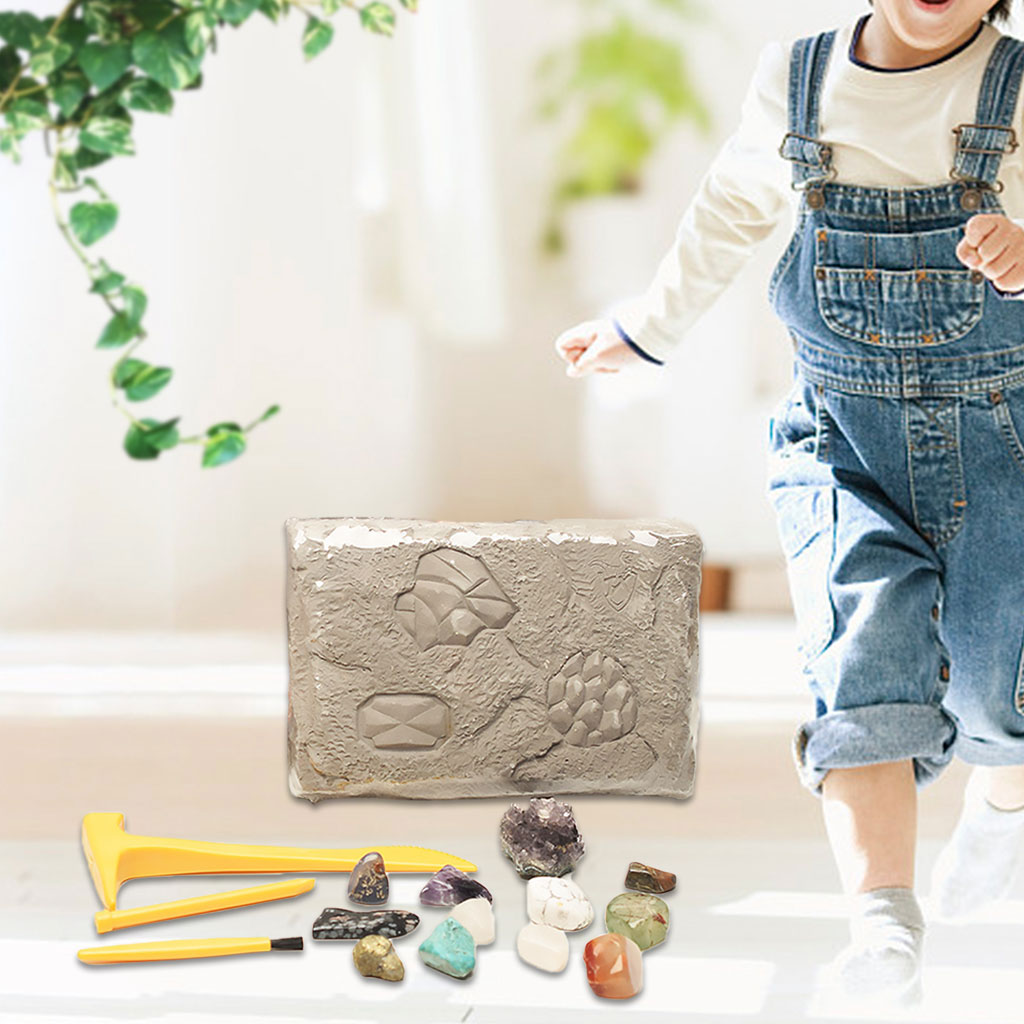 Mining Adventure Kit ,Excavate 12 Real Gems Stem Science Educational Toys Gemstone Mining Excavation for Mining Gift Kids Girls