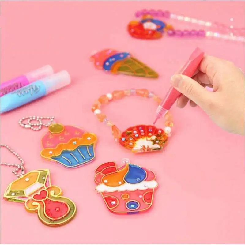 Kids DIY Drawing Toys Educational Gift Necklace Pigment for Children Girls