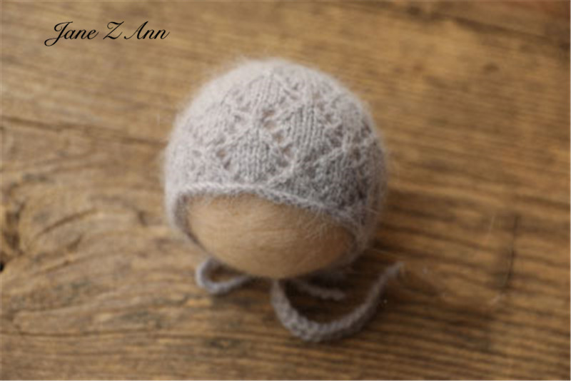 Nerz-Samt-Mütze, Wollstrickmütze mit kleinen Ohren, Neugeborenen-Fotografie-Requisiten, Babyfotos – Detail 6