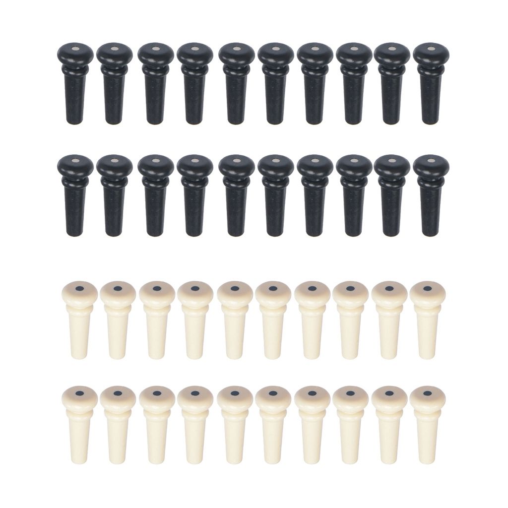 20pcs Acoustic Folk Guitar Plastic Endpins with Dot Inlay Black