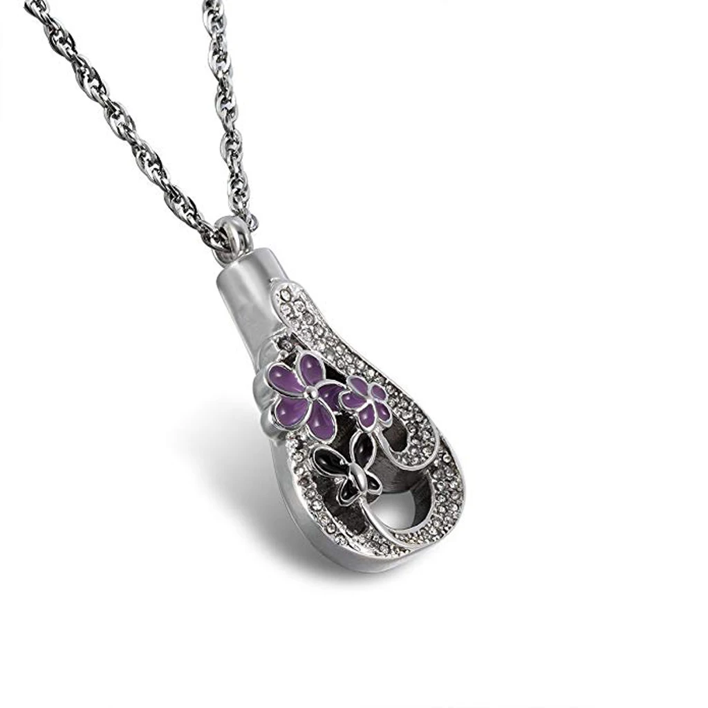Flowers Butterfly Pendant Opening Pendant Cremation Urns for People