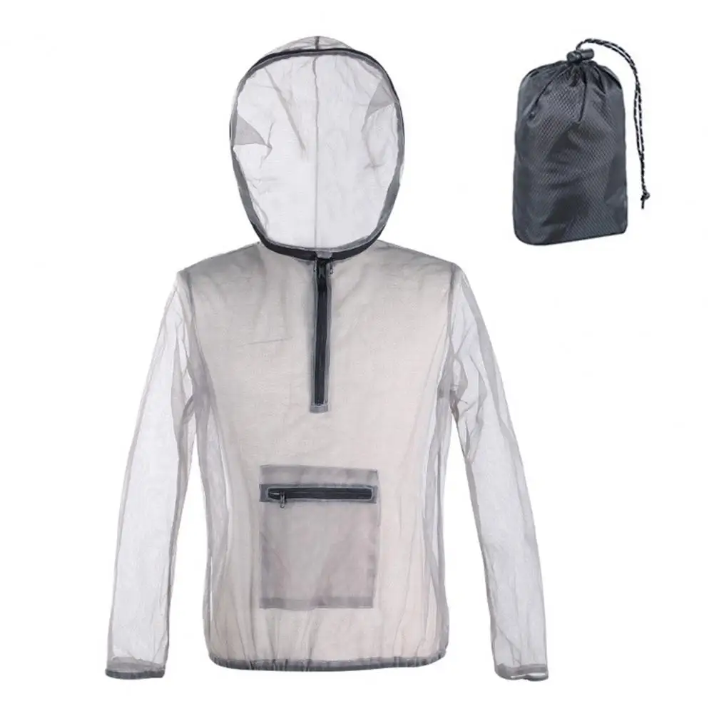 ao ar livre ultraleve malha com capuz jaqueta mosquiteiro de proteção portátil transparente roupas malha camisa acampamento pesca wear