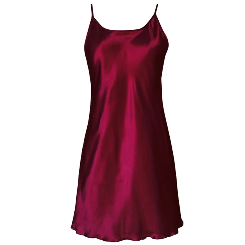 Women's Satin Nightdress Sexy Lotus Hem Sling Dress Chemise Mini Nightgown cheap cotton nightgown