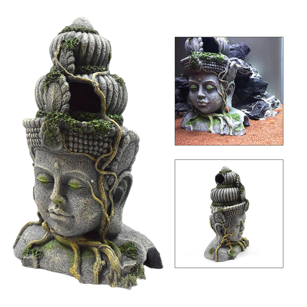 Guanyin Bodhisattva Statue Head Fish Tank Landscaping Ornament Simulation Crafts Aquarium Decorations Fish Entertainment