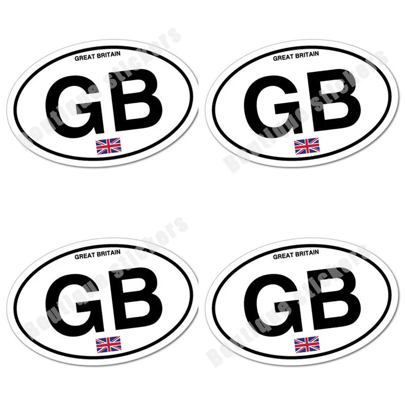 4-piece Set of UK GB Country Code Sticker Flag Bumper Waterproof Vinyl Die-cut Car Exquisite Decals Personality Creativity bumper stickers
