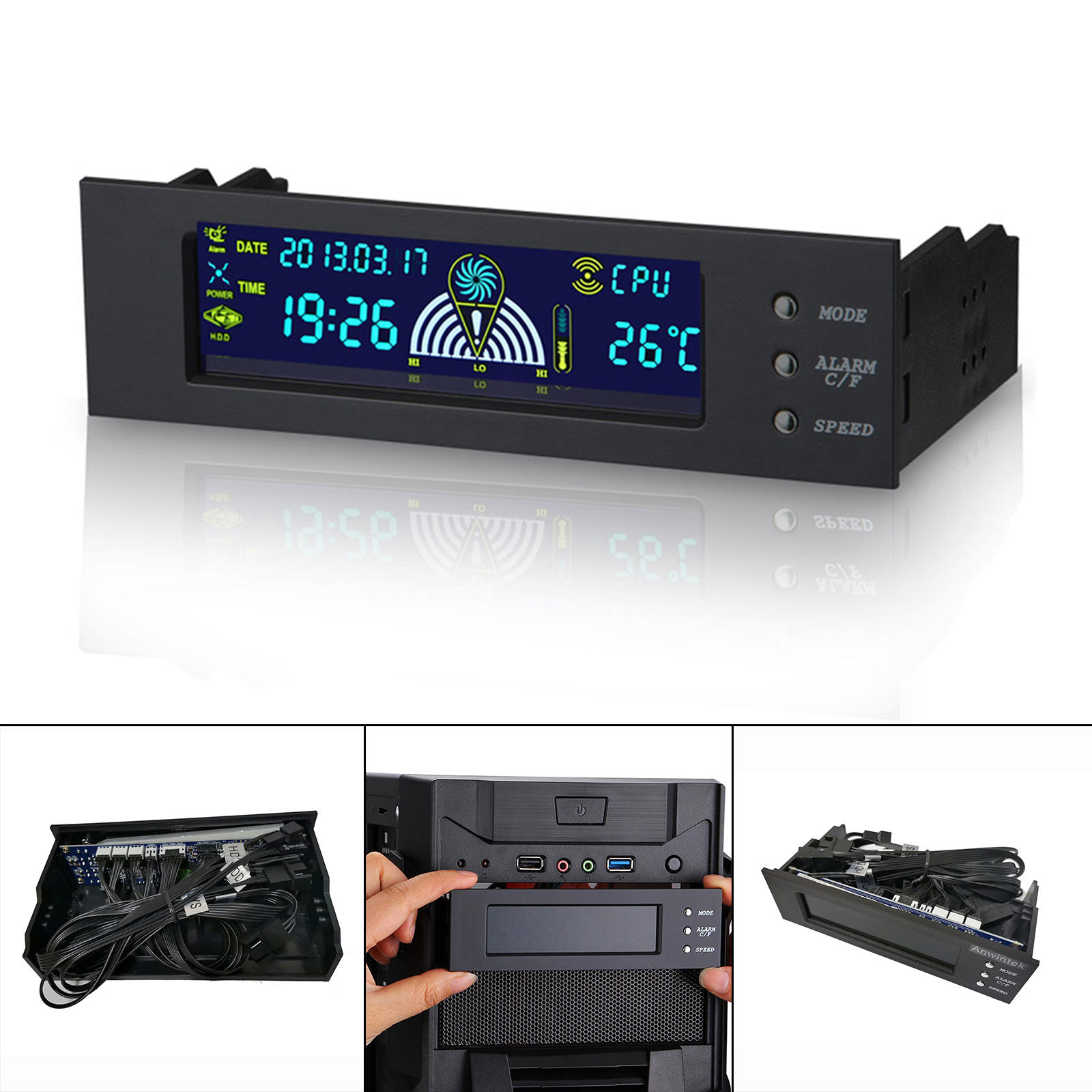 Computer Temperature Display Screen 5.25” External Expansion LCD Screen for Women