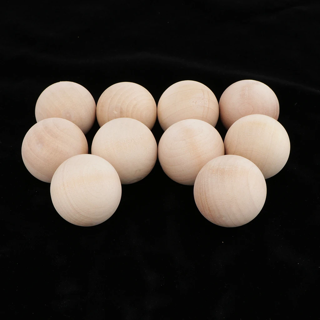 10Pcs Wooden Toy Accessoy Natural Wood Round Ball No Hole Crafts Making 35mm 