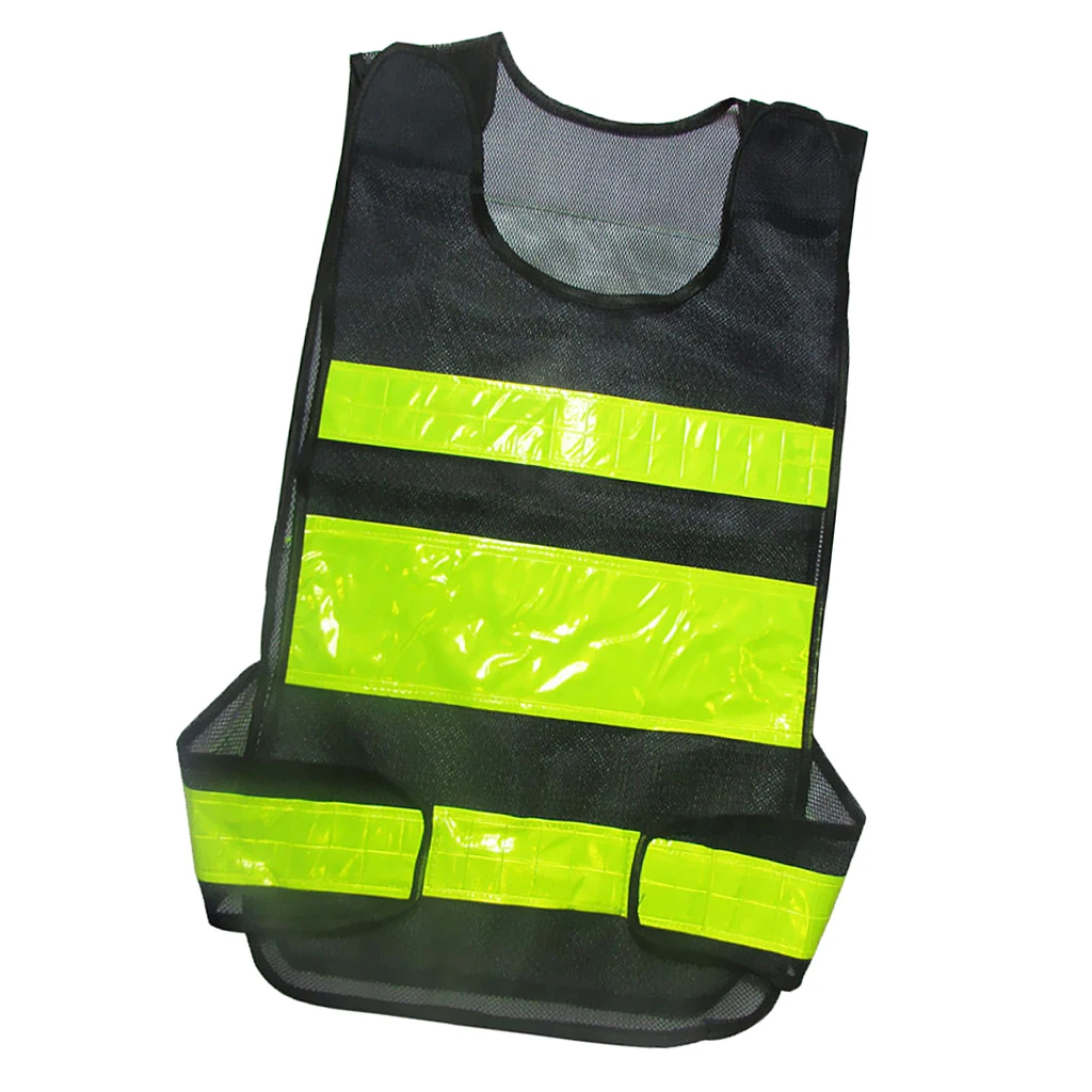 Visibility Reflective Work  Vest Gear Stripes Jacket Band -Black