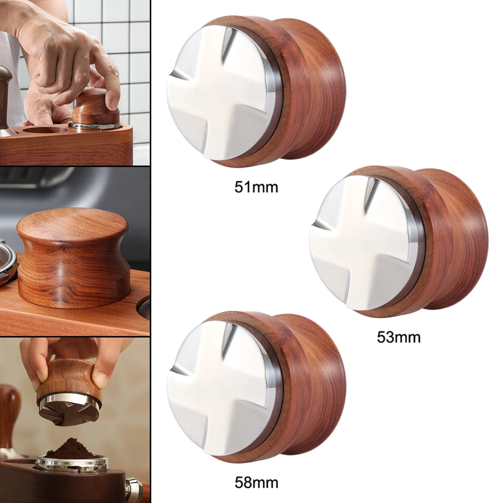 Stainless Steel 51/53/58mm Coffee Tamper Wooden Handle Espresso Maker Grinder High Quality Coffee Leveler Coffee Distributor