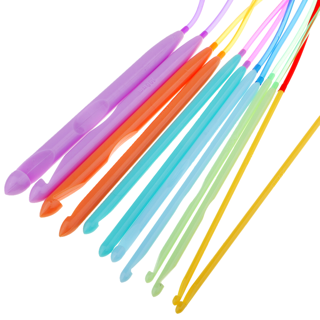 12 Sizes lastic Afghan Flexible Crochet Hook Weave Needles, Pack of 12
