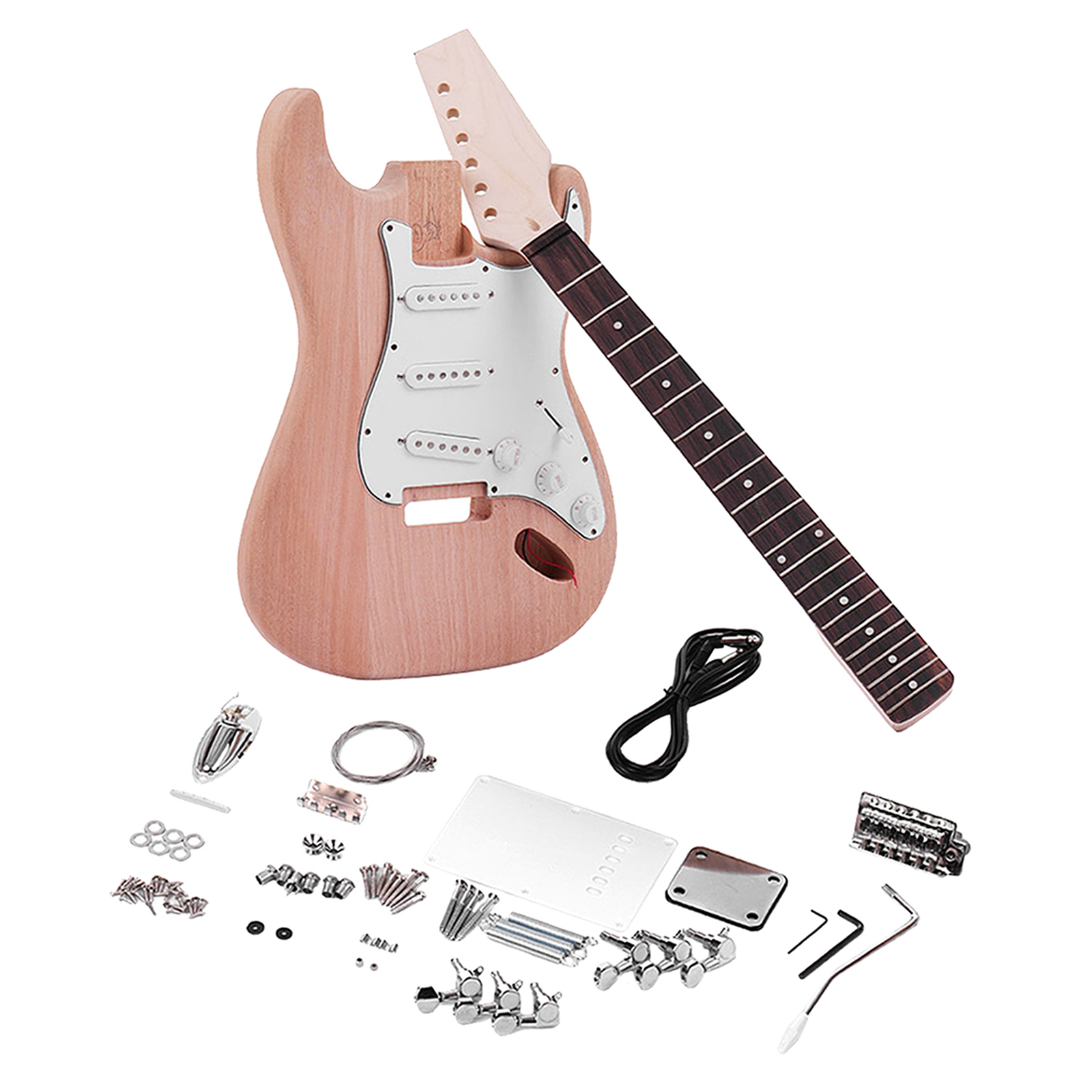 Unfinished DIY Electric Guitar Kit Mahogany Wooden Replacements Parts for ST Style Guitar Lovers Gift
