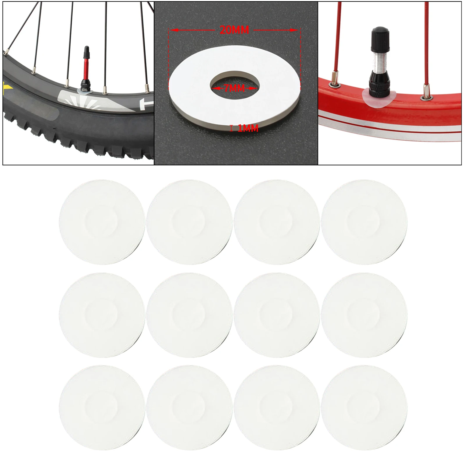 12Pcs Clear Bike French Presta Valve Sticker Rim Protection Bicycle Pad Tube Tire Gasket Repair Mountain Road Accessories