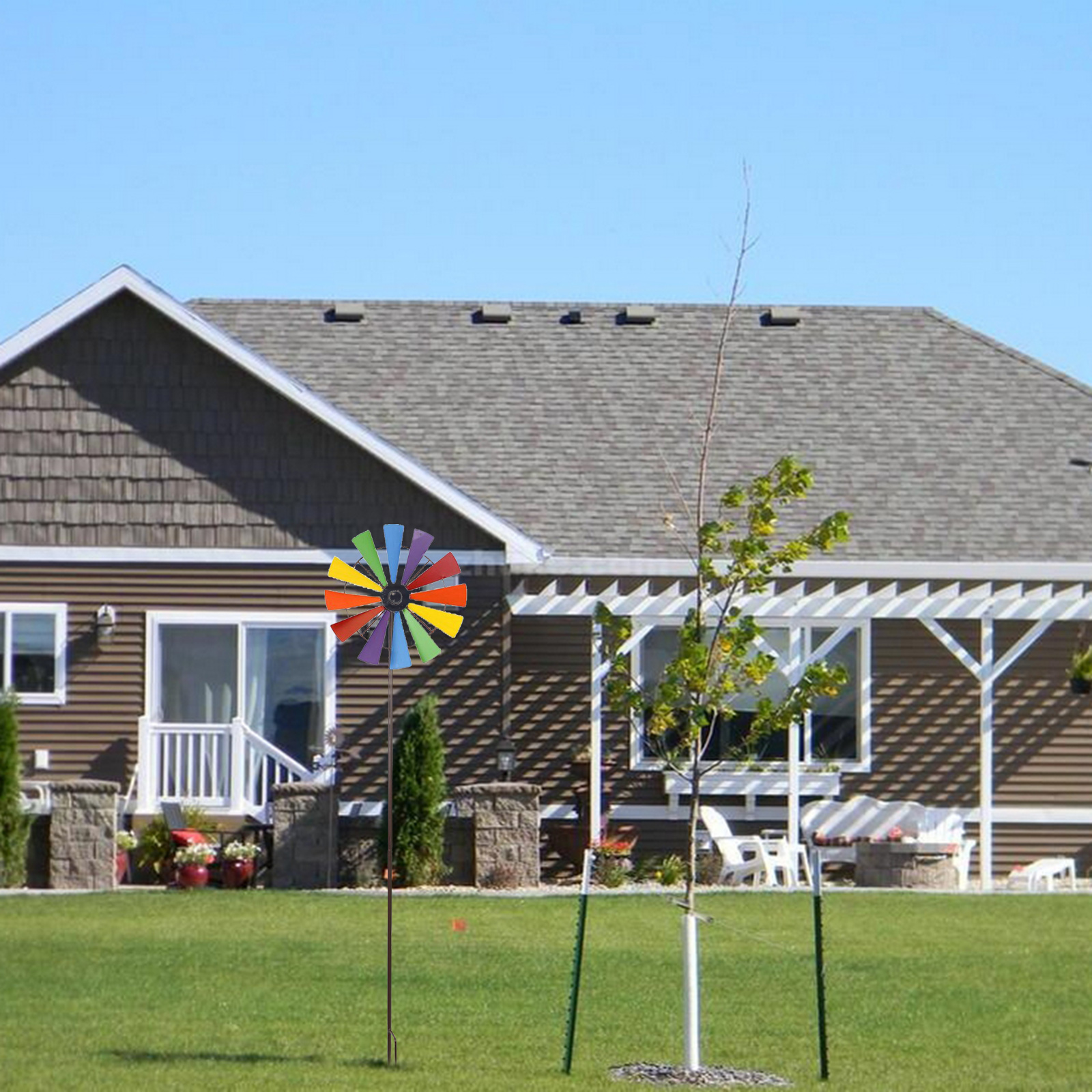 Lively Wind Windmill Ornaments for Kids Decor Lawn Rainbow Colors Decorative Garden Outdoor Yard Art Whimsical Gifts