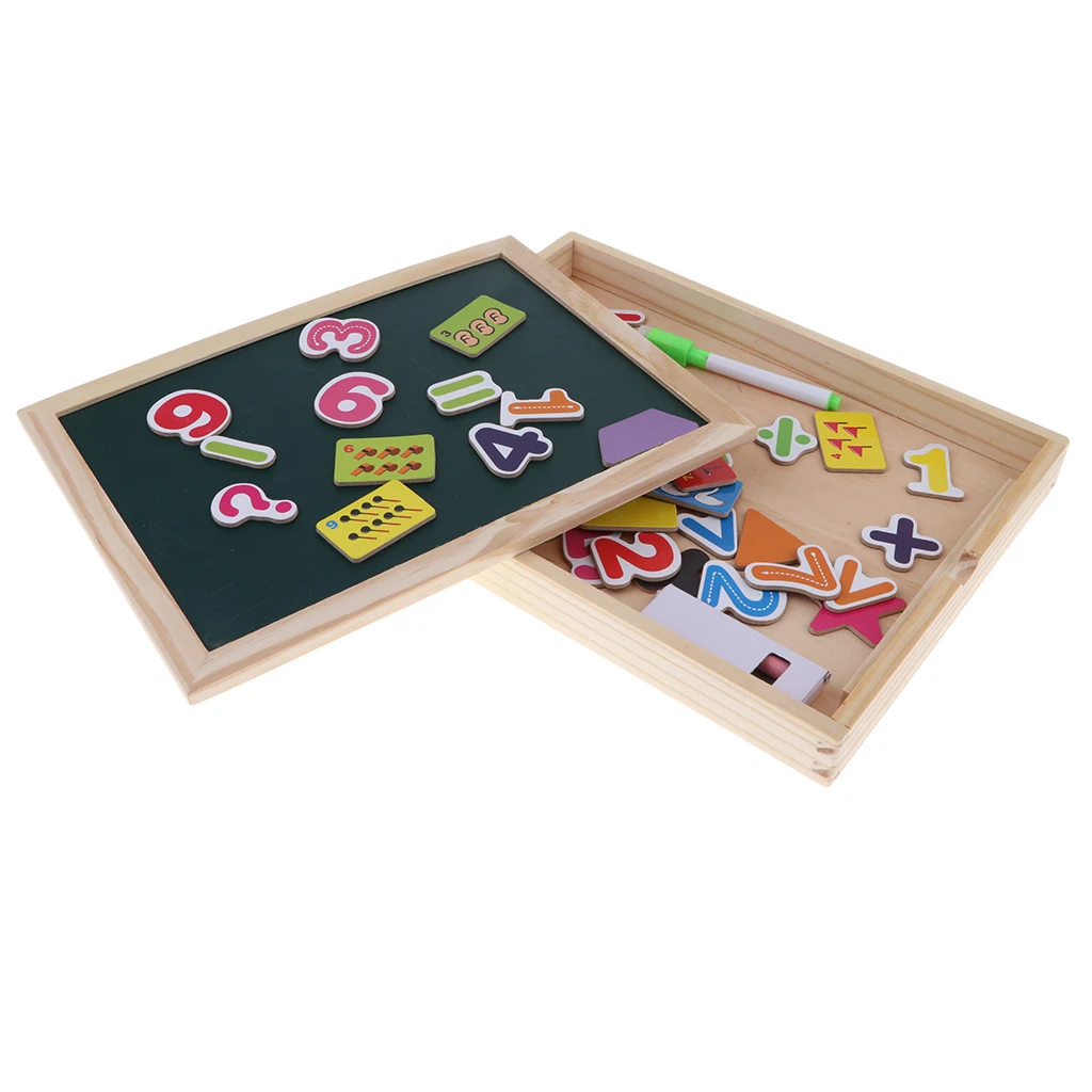 Mathematics & Magnetic Blackboard White Board Wooden Math Box Learning Numbers Letters Kids Educational Toy