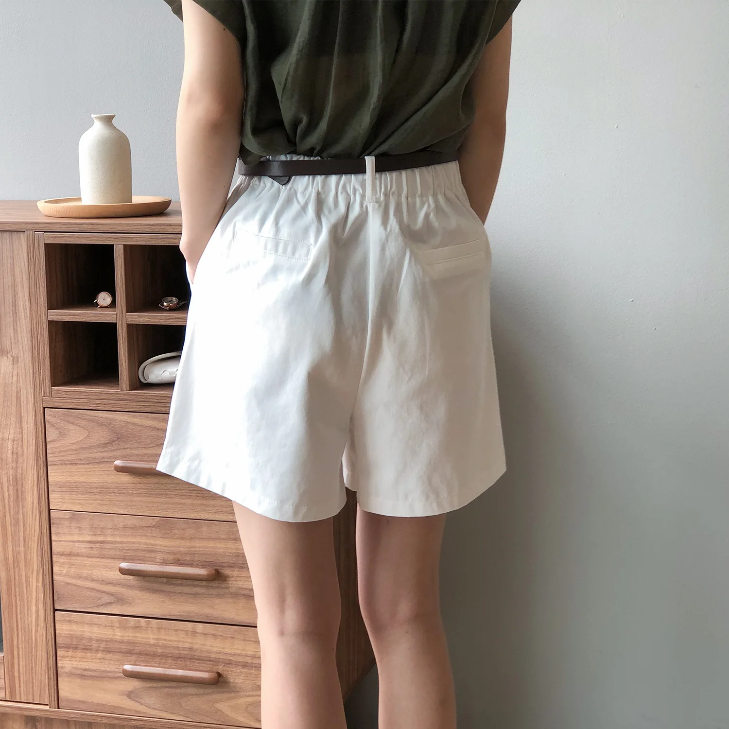 Summer new high-waist shorts women Korean style elastic waist loose wide-leg casual pants nike dri fit shorts