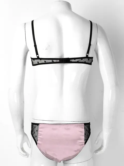 BLACK CHIFFON SISSY Bra & panties for Men Crossdresser - Custom
