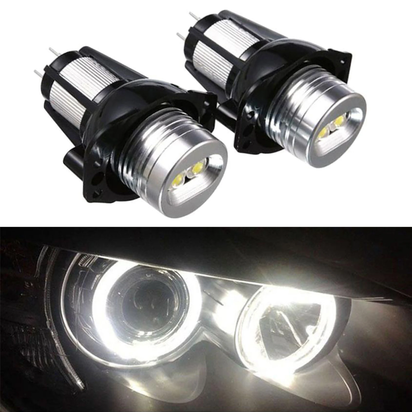 2Pcs High Power Angel Eyes Light Bulb, 12W 12V 6000K, Compatible with for BMW E90 E91 05-08 Replace Parts Accessories