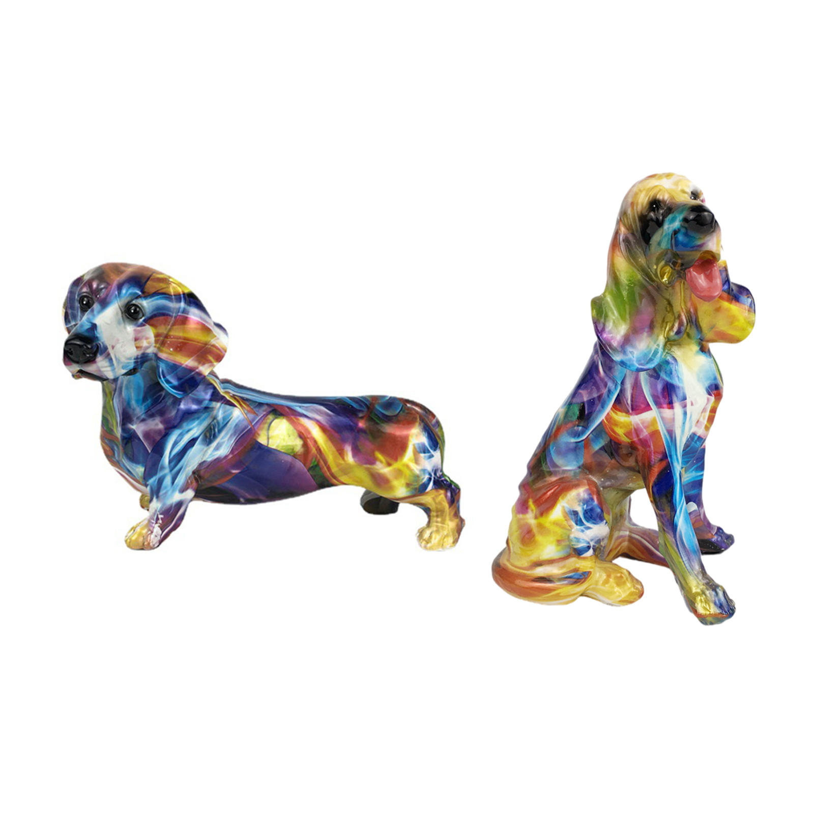 Graffiti Art Dachshund Statue Resin Figurine for Bedroom Home Gift Crafts Decoration