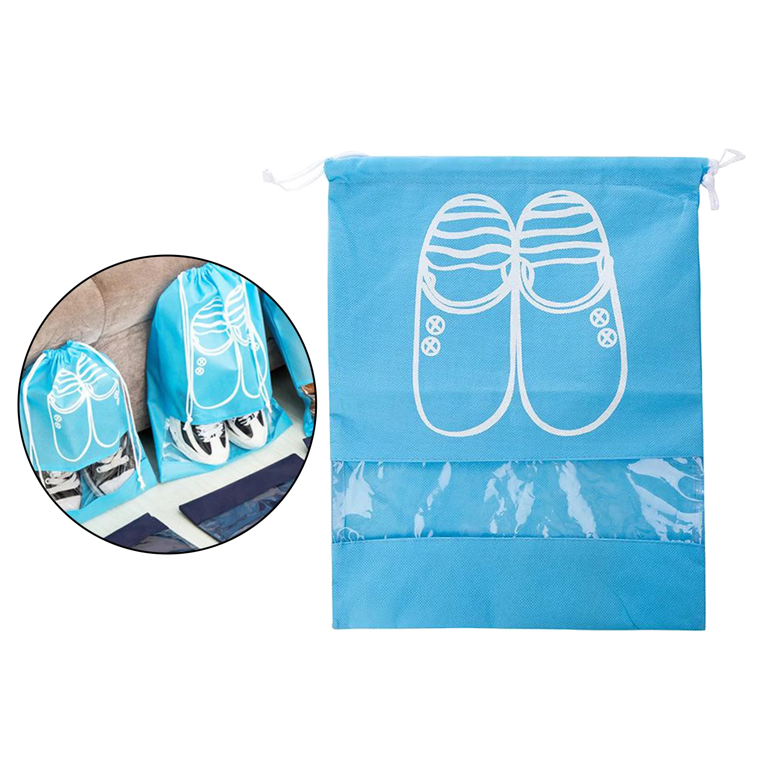 Dust-proof Thick Foldable Pouch,Portable Beam Drawstring Shoe Storage Bag,Travel Sundries Pouch