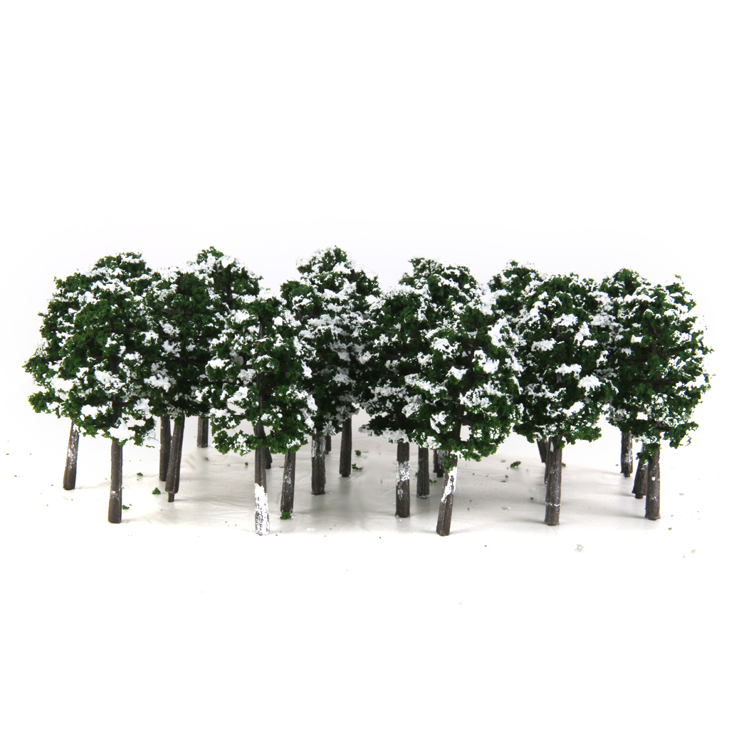 20x Plastic Model Trees Train Snow Scenery Landscape Layout 1:150 Deep Green