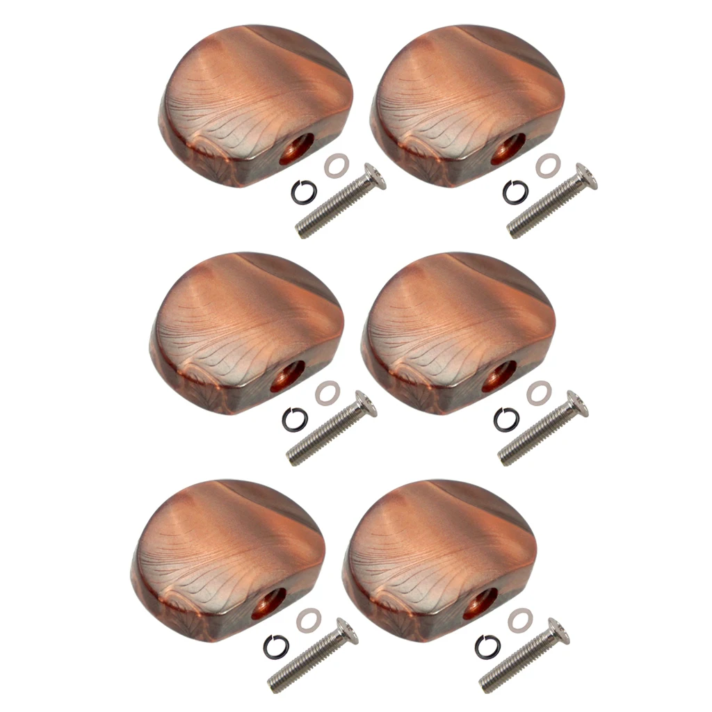 6 Pcs Semicircle Shape Electric Guitar Tuning Pegs Cap Tuners Machine Head Replacement Buttons Knobs, Coffee