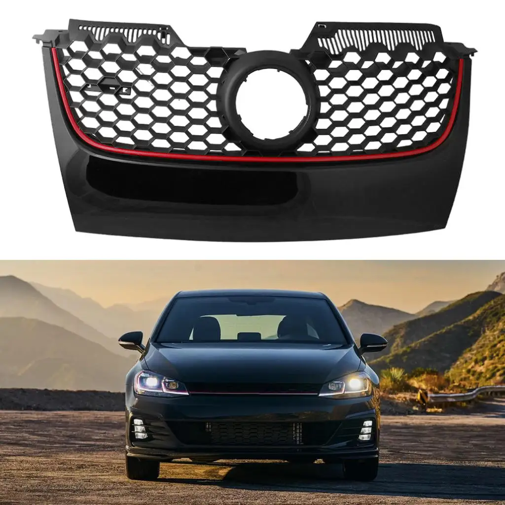 Front Centre Bumper Grille Replacement Honeycombe Mesh Fit for Golf 5 MK5 V GTI
