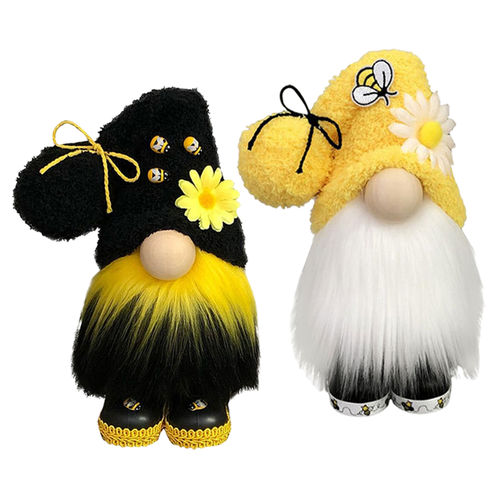 Bees Gnome Spring Fall Buffalo Farmhouse Elf Festival Dwarf Ornaments Figurines Desktop Decor Gifts for Kids