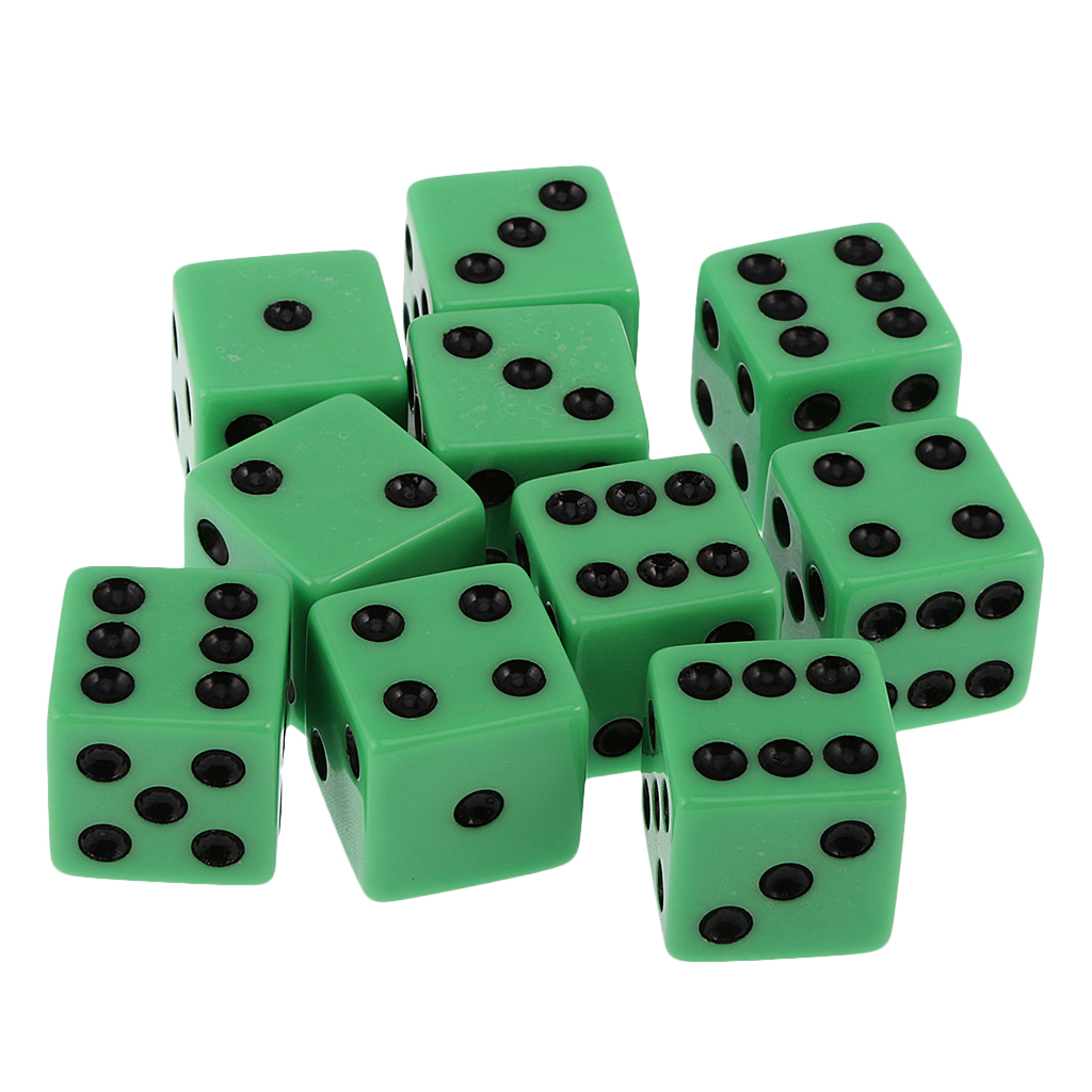Acrylic Pack of 10pcs 18mm Six Sided D6 Spot Dice for D&D RPG Board Game Party Casino Fun Family Pub Game Gift