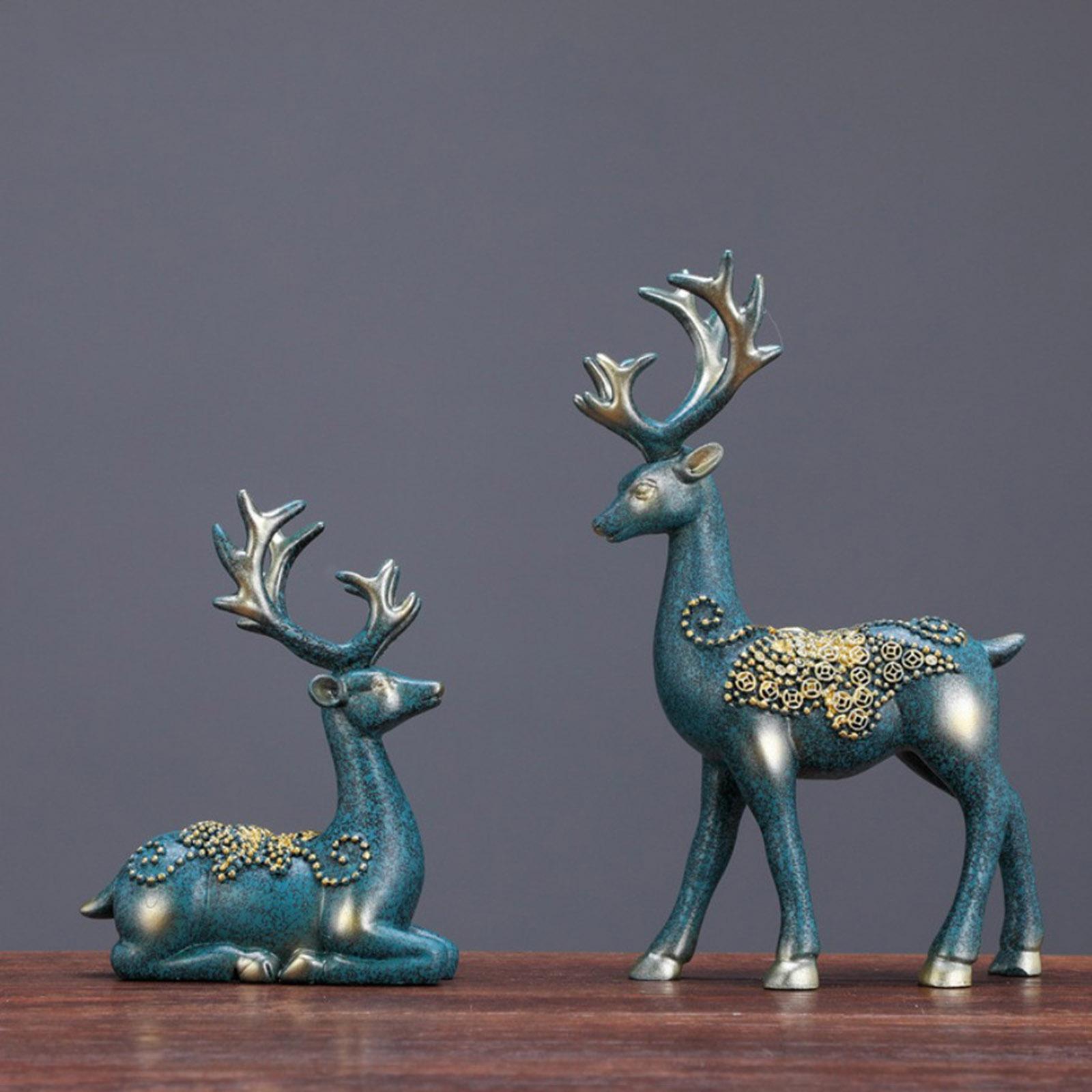 Home Decor Resin Deer Head Figurine Statue Nordic Crafts Figurines Sculpture Creative Gifts Modern Home Decoration Art Ornament