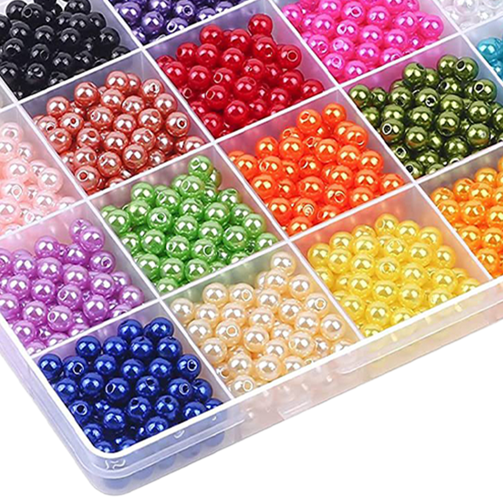 1680pcs Round Pearl Beads 6mm DIY Craft 24 Mixed Colors Plastic Spacer