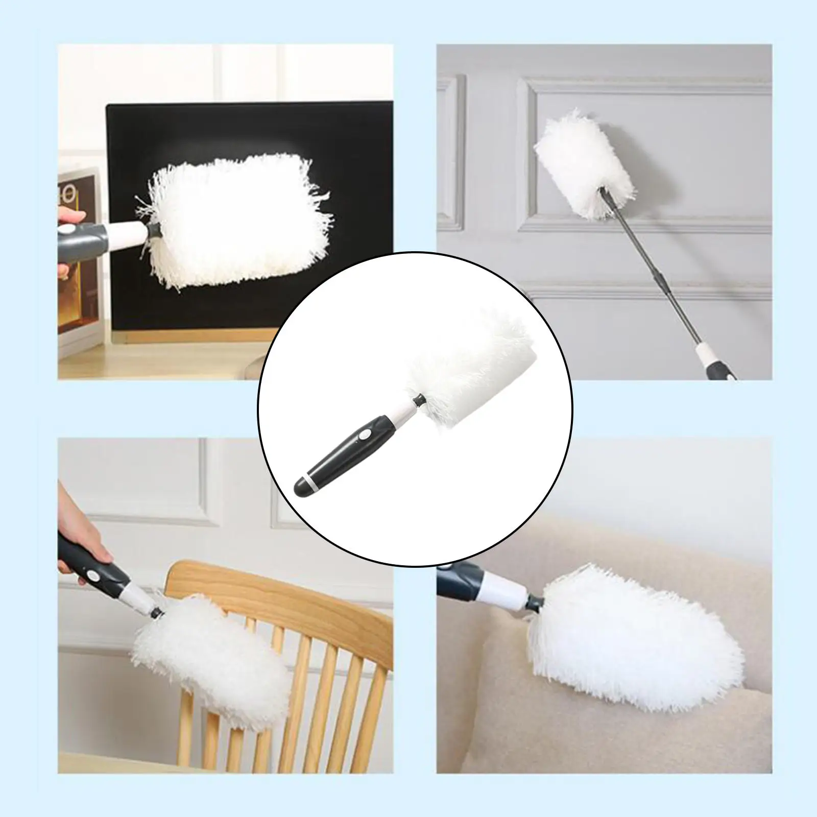 Retractable Dust Brush Telescoping Extension Pole USB Duster for Cleaning High Ceiling Household Brush for Appliances Furniture