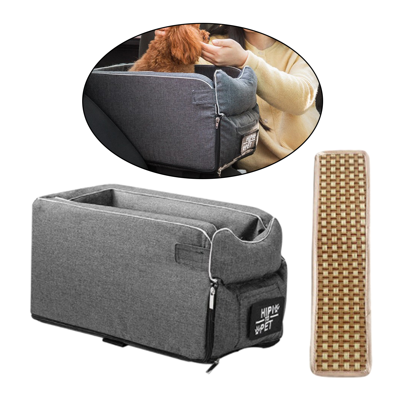 Portable Pet Car Booster Seat on Car Armrest Breathable Carrier Carry Cage Stable Carrying Dog Car Seat Basket with Cooling Mat