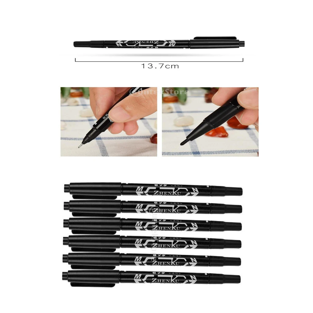 6x Fashion Skin Marker Fineliner Double Ended Fine Pen Tattoo Piercing Pens