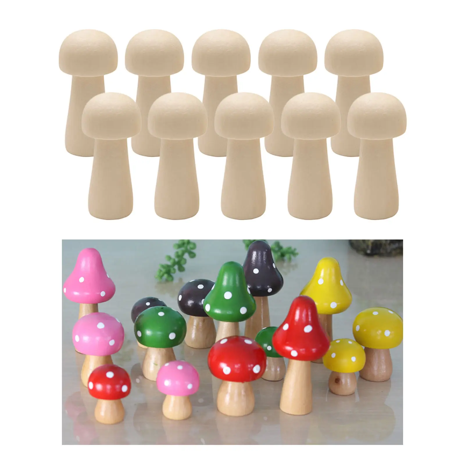 10Pcs Natural Blank Plain DIY Unfinished Wooden Peg Doll Kids Painting Toys