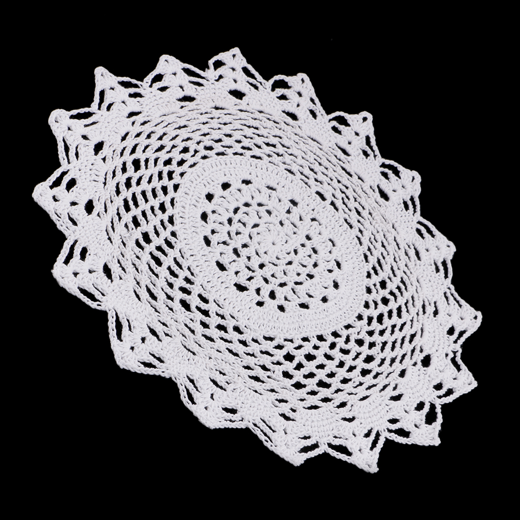 30cm Lace Table Placemat Flower Shape Hand Crochet Table Cover Doily Lace Doilies Placemat Mat Home Table Desk Kitchen Decor