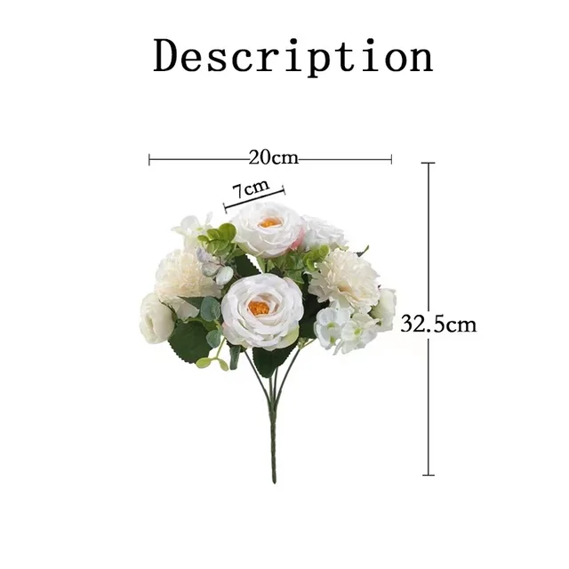 Artificial Flowers 32.5cm Pink and White Rose Single Bouquet Romantic  Dressing Table Decoration White Home Porch Decoration
