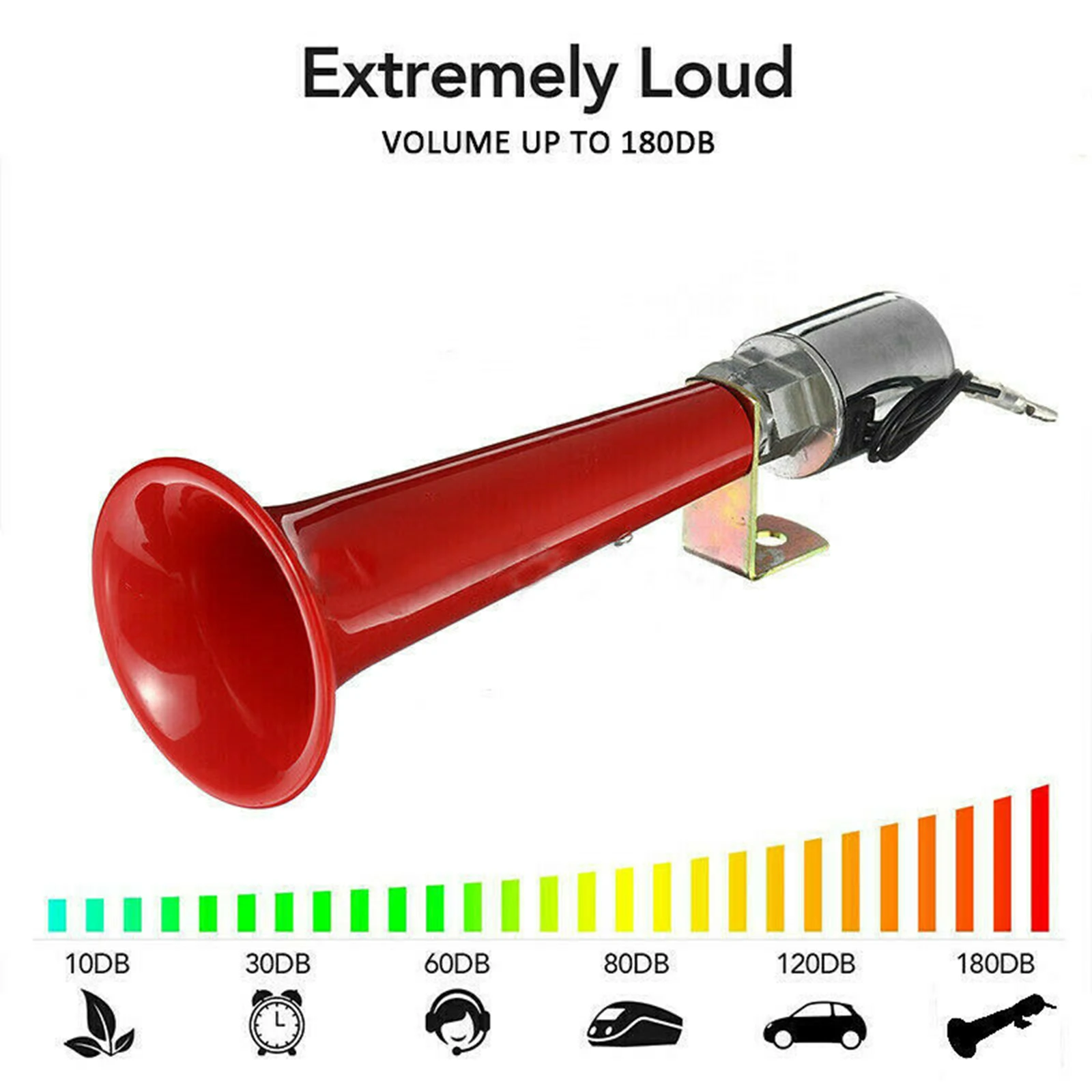 12/24V 180db Air Horn Single Trumpet for Any 12V / 24 V Vehicles Trucks SUV 12/24V 180db Air Horn Single Trumpet for Any 12V / 24 V Vehicles Trucks SUV