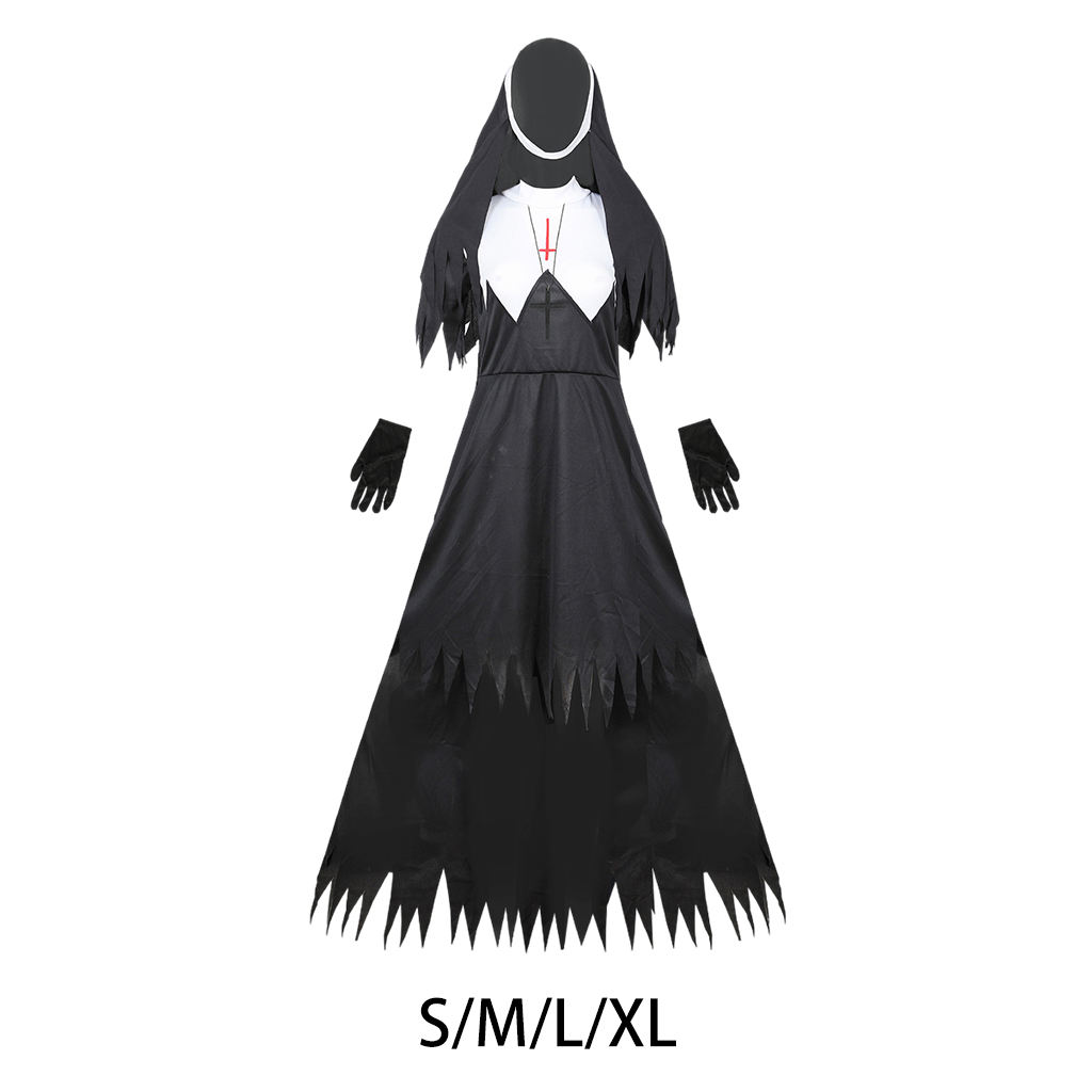 Adult Ladies Womens Spellbound Nun Set of Fancy Dress Costume Halloween Party Cosplay Clothing High Quality Costume S M L XL
