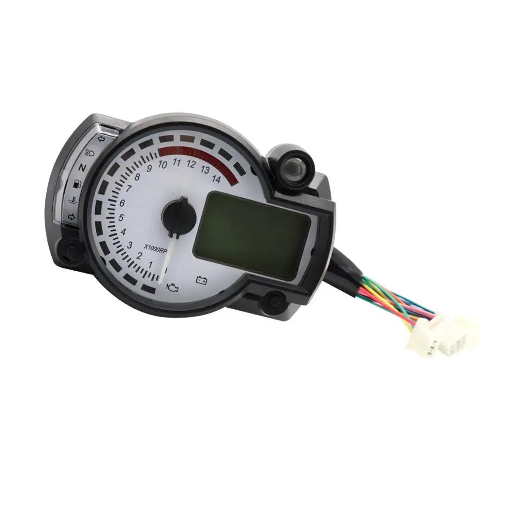 Motorcycle Digital Light LCD Speedometer Odometer Tachometer W/ Speed Sensor Odometer Gauge Display Oil Level Meter Universal