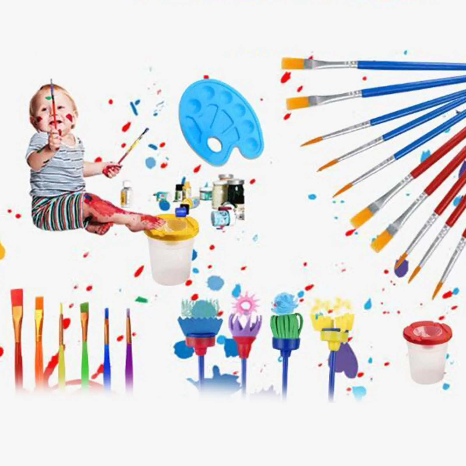39pcs Toddlers Painting Brushes Palette Drawing Tools Kit Arts