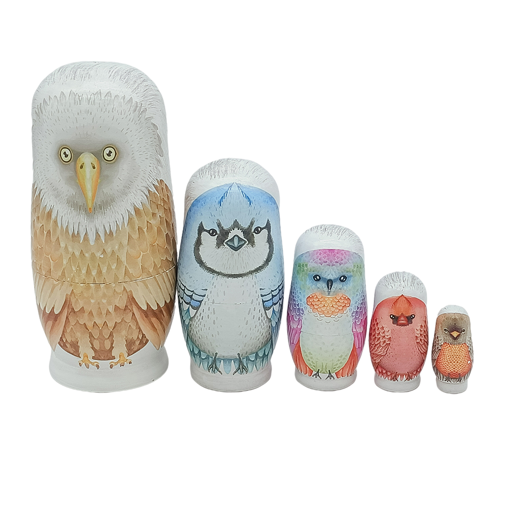 Owl Matryoshka Set Wooden Russian Nesting Dolls Home Decor Birthday Gift