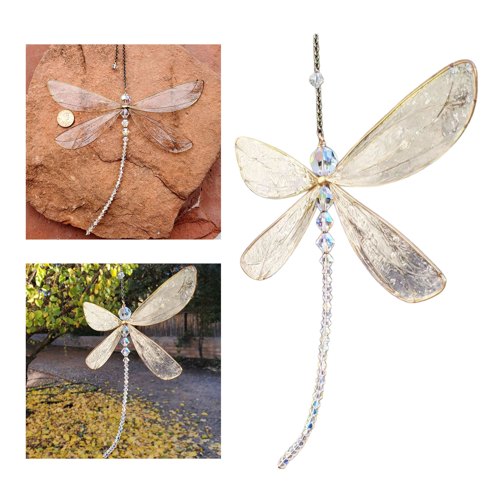 Dragonfly Crystal , Dragonfly Window Hanging Decor, Crystal  Dragonfly Pendant Ornament for Patio Garden Lawn