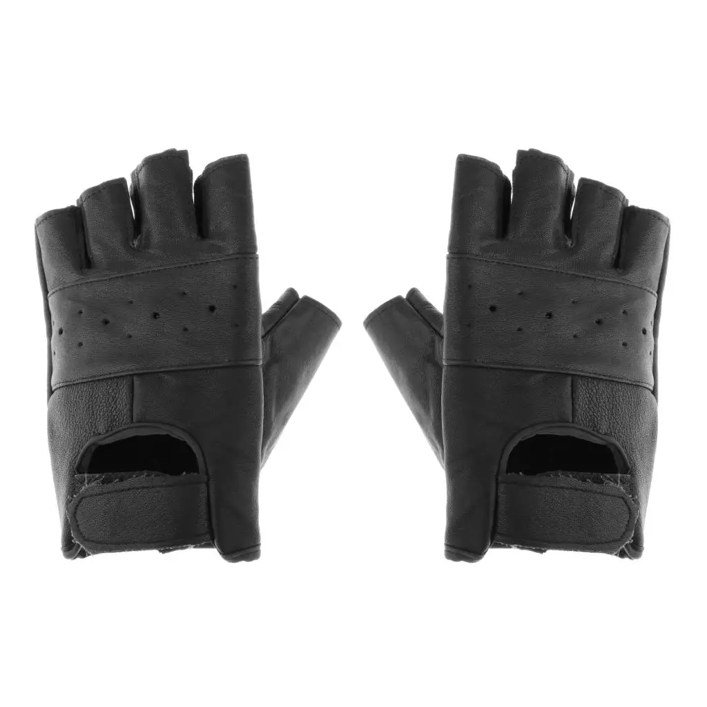 Fingerless Leather Driving Gloves For Men Women, Half Finger Motorcycle Gloves