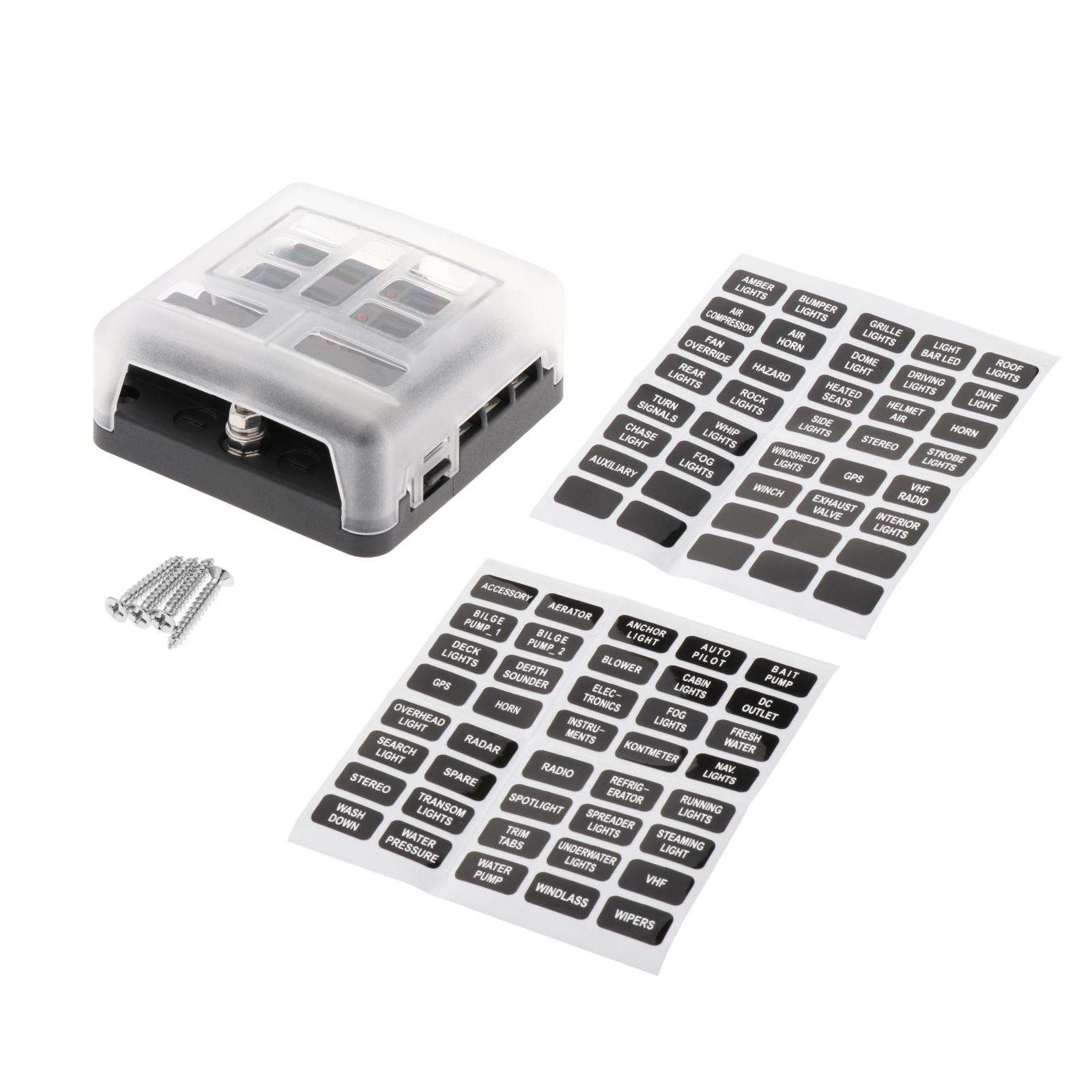 Car LED Fuse Box 6 Way PBT DC32V with LED Indicator Atc/Ato Fuse Block Fuse Holder for Vehicle SUV RV Van Truck Automotive