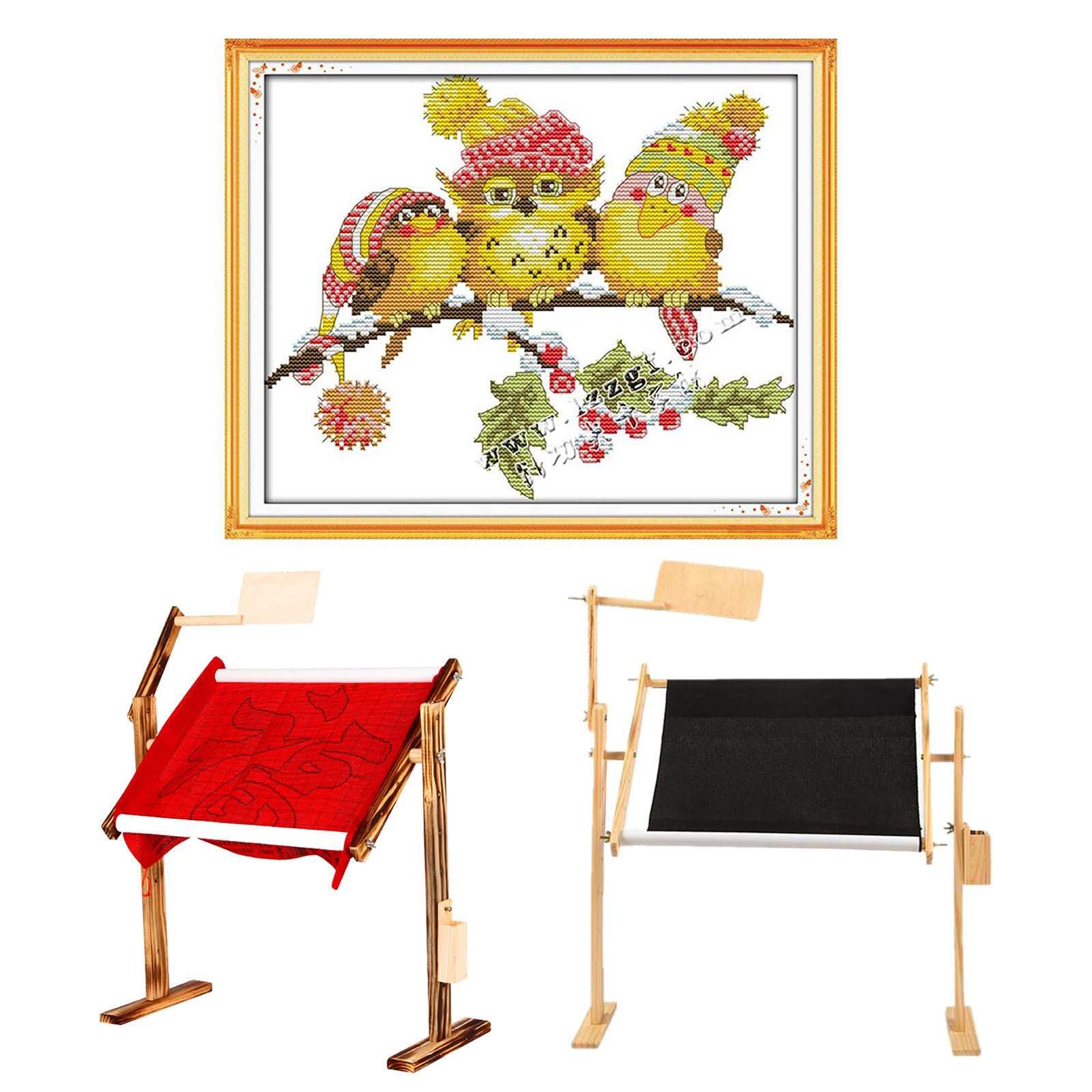Needlework Table Lap Hands-Free Stand with Adjustable Frame Made of Natural Wood Tapestry Cross Stitch Embroidery Frame Holder