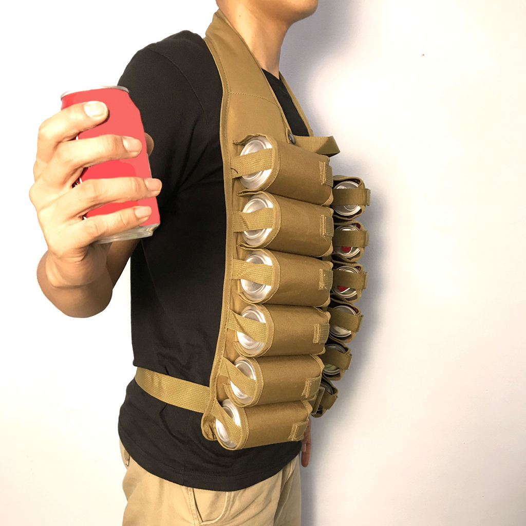 Drinking Vest 12-Pack with Inside Money Holder Beer Can  Beer Holster for Picnic Camping Travel Men